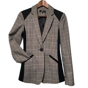 BEDO Glen Plaid Fitted Blazer Office Siren Dark Academia Preppy XS